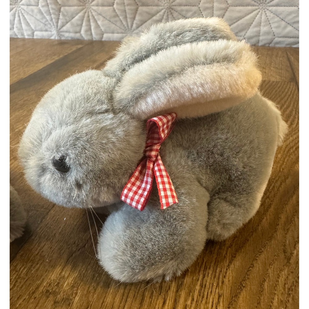 Chosun Plush Bunny 1987 Vintage Korea Rabbit Gingham Bow Stuffed Animal 80's Toy